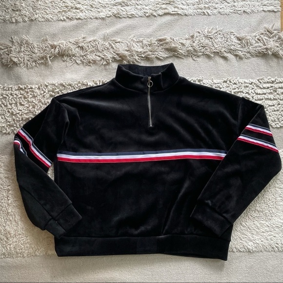 Half placket Zip Up Velvet Sweatshirt -  S - Picture 8 of 14